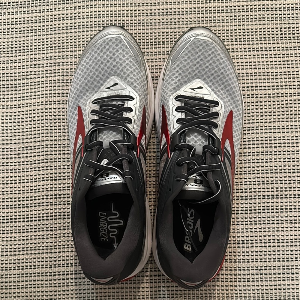 Brooks Energetic Gray and Red Sneakers